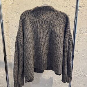 Aerie Gray Mock Neck Chunky Knit Sweater